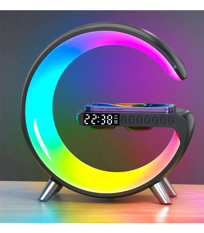 G Shaped RGB Light Table Lamp With Wireless Charger