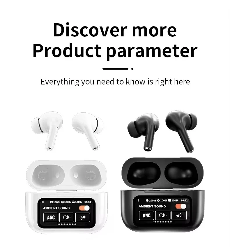 A9 Pro Airpods - A9 Pro Screen Airpods - Touch Screen Airpods - Airpods With Screen - Airpods Pro Anc Airpods - Digital Airpods - Lcd Airpods - Air Pods Pro - Anc Earbuds 28 Ratings18 Answered Questions